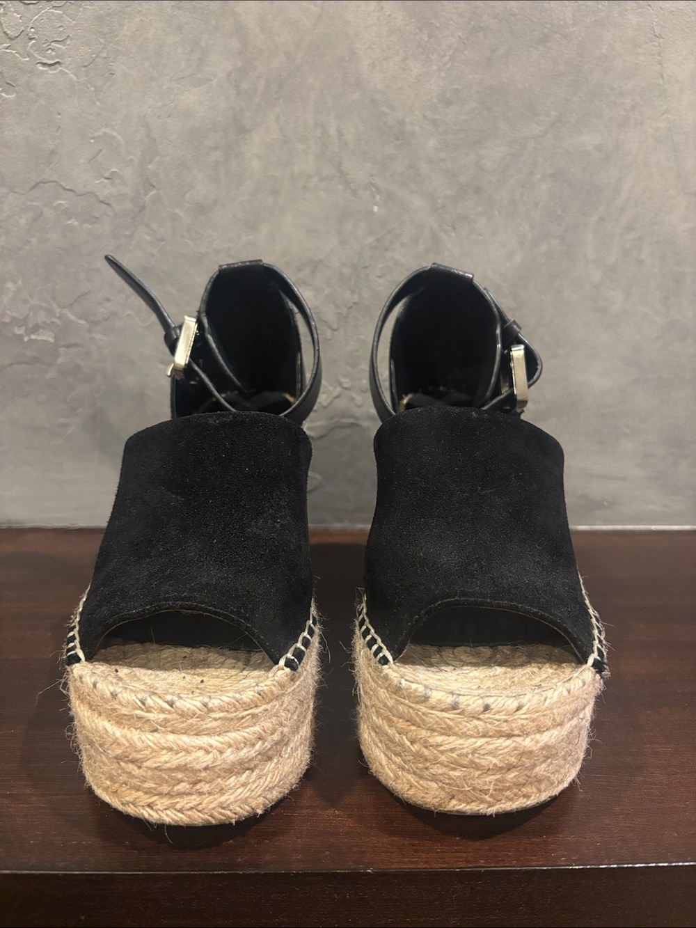 Women’s Black Espadrille Platform Sandals with Ankle Strap - Marc Fisher